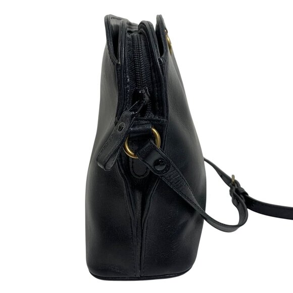 Vintage Etienne Aigner Black Genuine Leather Triple Compartment Shoulder Bag - Picture 4 of 8